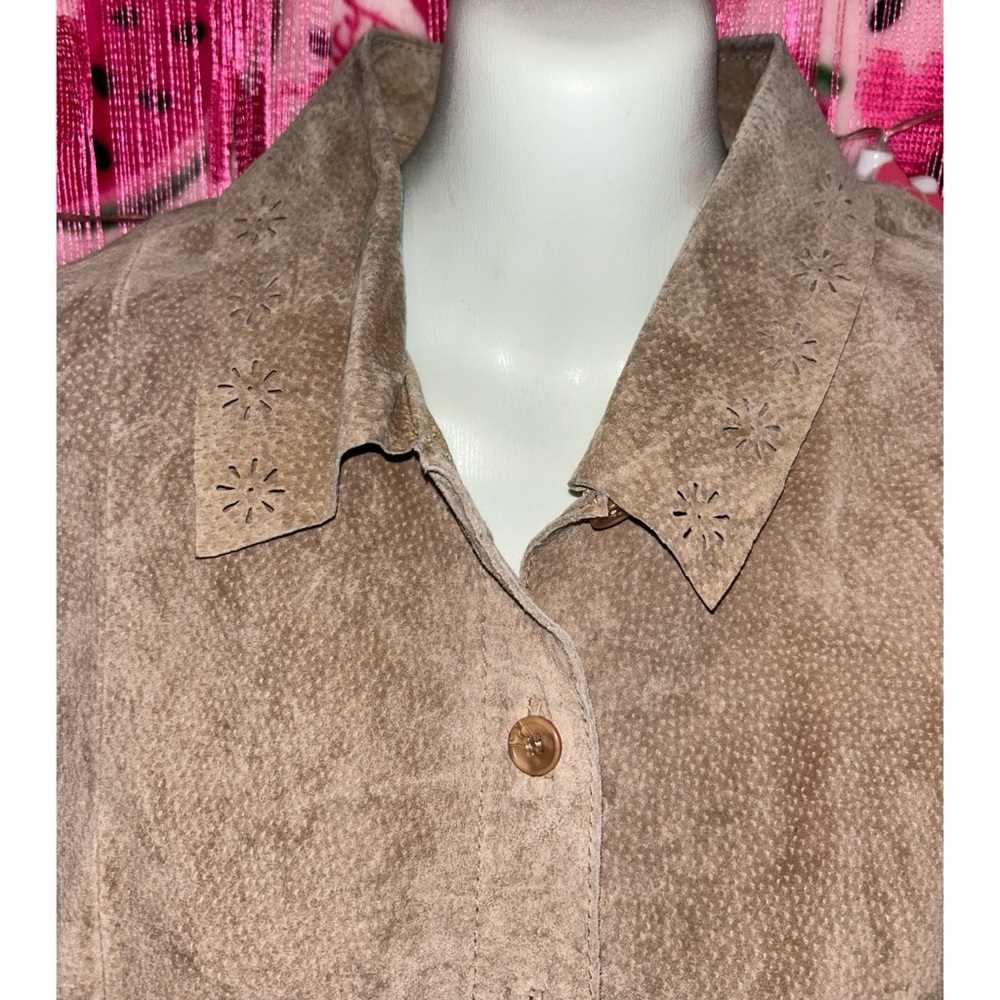 Ami Collared Button Up Cutout Leather Jacket - image 2